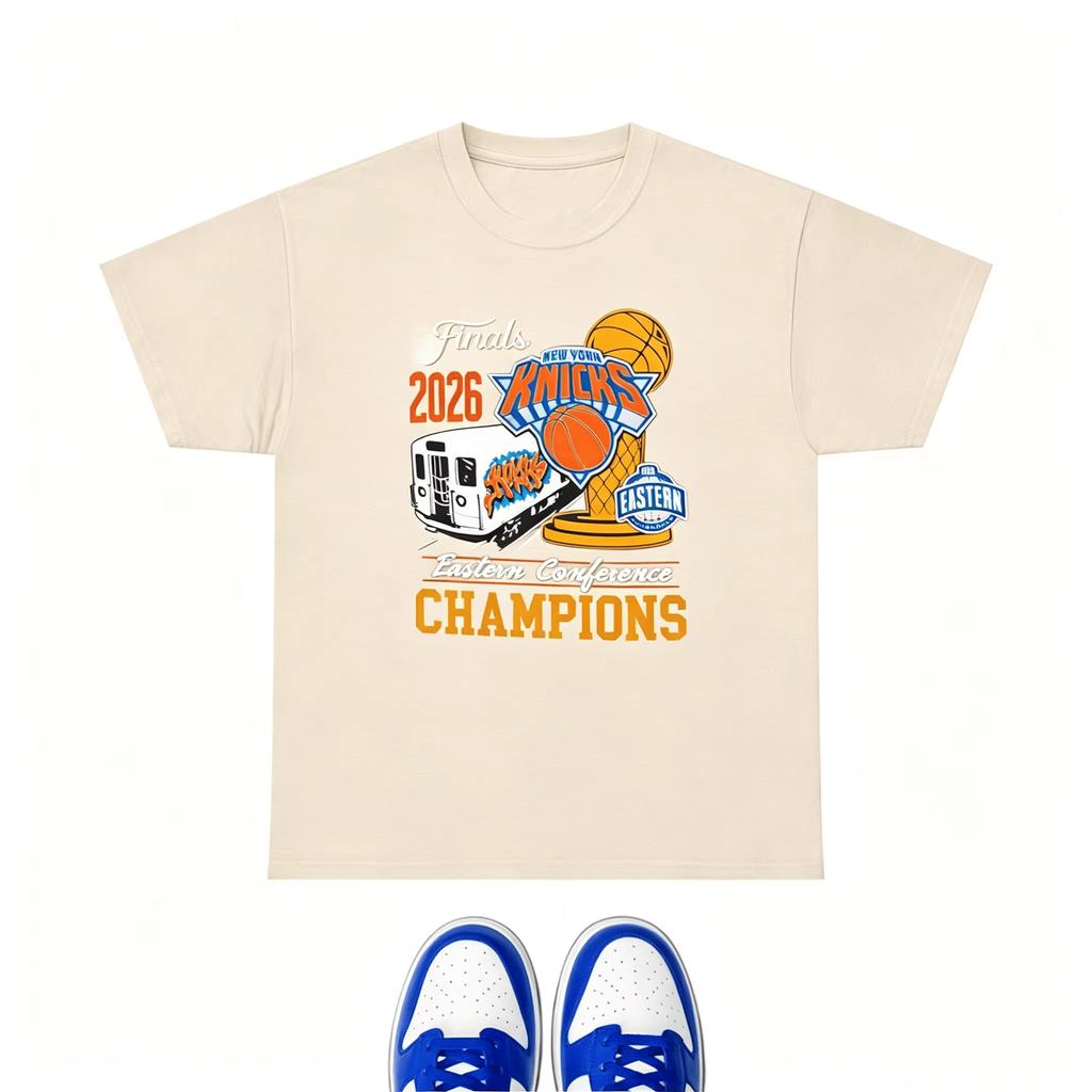 2026 Niujorko Knicks Rytų konferencijos čempionas Krepšinio spaudinys Unisex medvilninis marškinėlis, Vasaros kvėpuojantis Y2K stiliaus marškinėlis