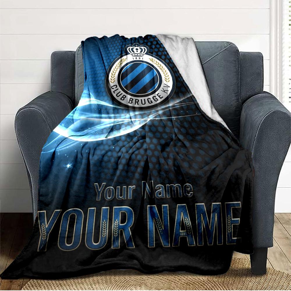 Name Custom Club Brugge Print Flannel Blanket High Quality Warm Comfortable Cover for All Seasons Perfect for Gifts Home Decor