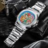 Business Square Comic Cartoon Dial Quartz Men's WatchTop Casual High Quality Steel Top Waterproof Sport Men Watch Male Clock
