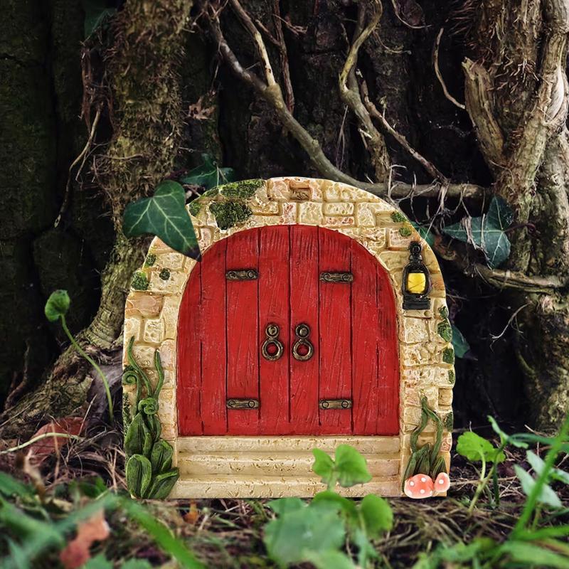 Elf Fairy Door Miniature Garden House Decor Tree Doors Miniature Yard Art Wooden Sculptures Mini Home Garden Doors Ornaments