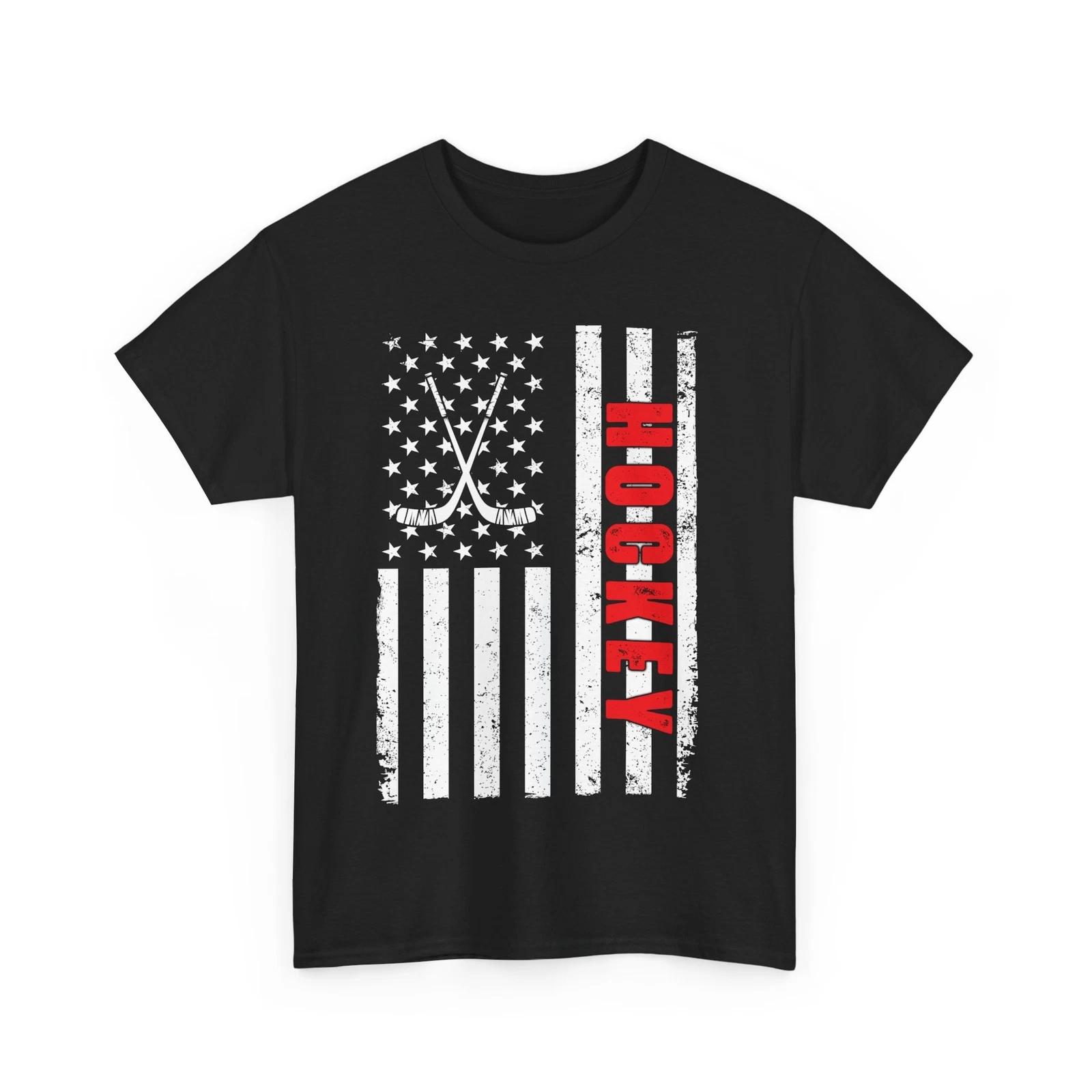 Hockey Shirt, Ice Hockey American Flag Shirt, Ice Hockey Lovers T-shirt S