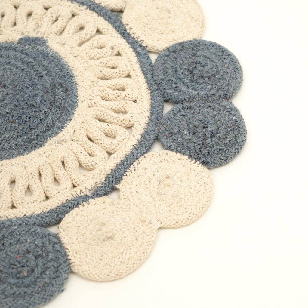 Blue Cotton Braided Placemat -Handcrafted Durable Table Mat for Dining