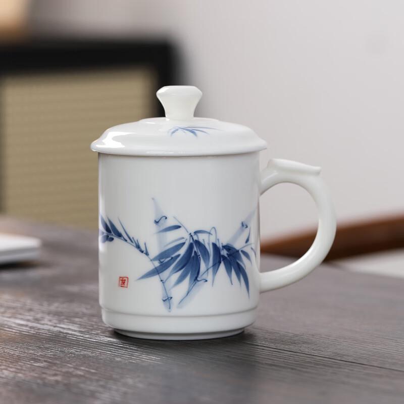 Hand-painted Mutton-fat Jade Porcelain Tea Cup Gift Set