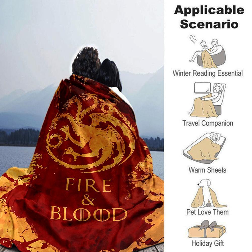 1pc Fire Blood Throw Blanket Soft Flannel, Cozy All Season Polyester Perfect for Home, Office