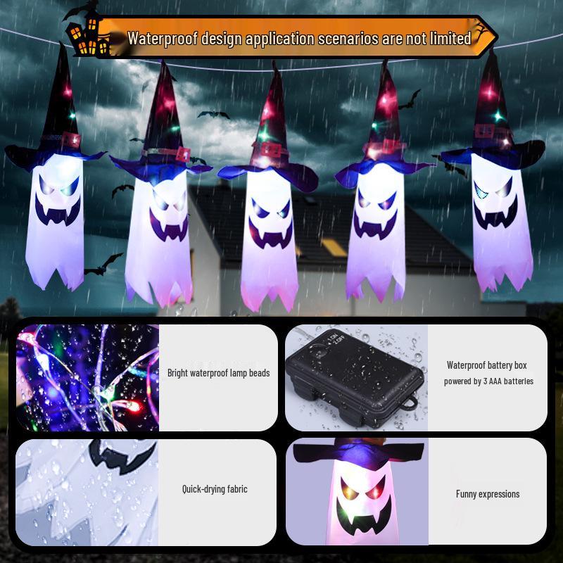 Halloween LED Wizard Hat Ghost Icicle Lights: Indoor Decorations for a Horrifying Atmosphere