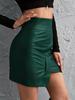 Hot Designer Women Green Genuine Lambskin Leather Slim Fit Skirt Mini Unique
