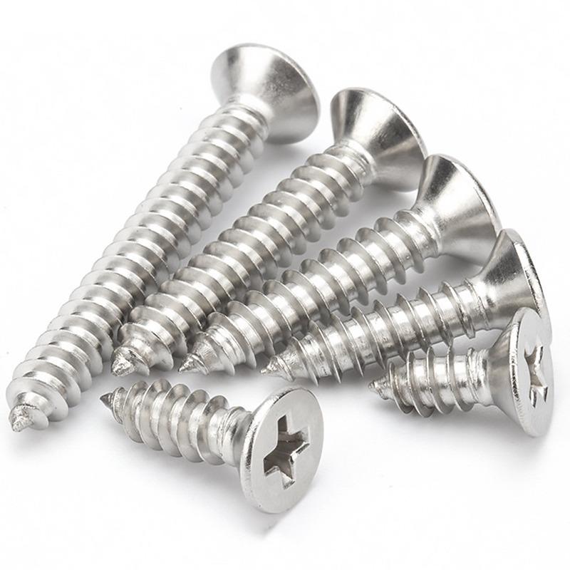 304 Stainless Steel Cross Recessed Countersunk Flat Head Tapping Screws for Wood Self-tapping Phillips Furniture Screw Fasteners