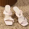 Fashion 2025 Summer Square Head Open-toed Thin Soft Soled Slippers One-line Sandals Women Shoes Versatile High Heels