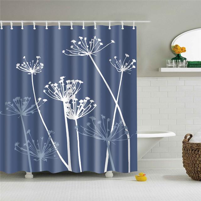 Chinese Style Flower Branch Landscape Shower Curtain 3D Printing Sunflower Bathroom Accessories Sets Waterproof Polyester Screen