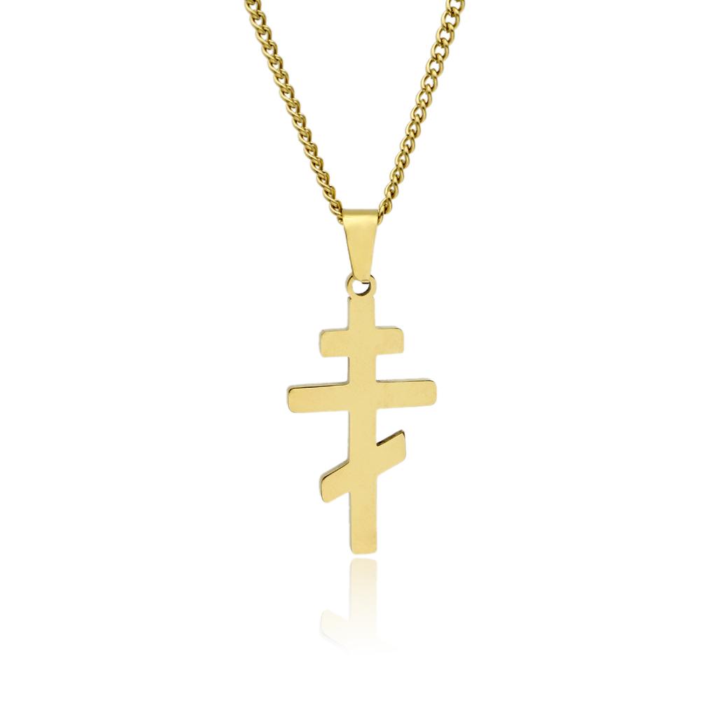 New Fashion Cross Pendant Necklace Gold Plated Stainless Steel Religious Jewelry Women Men Gifts