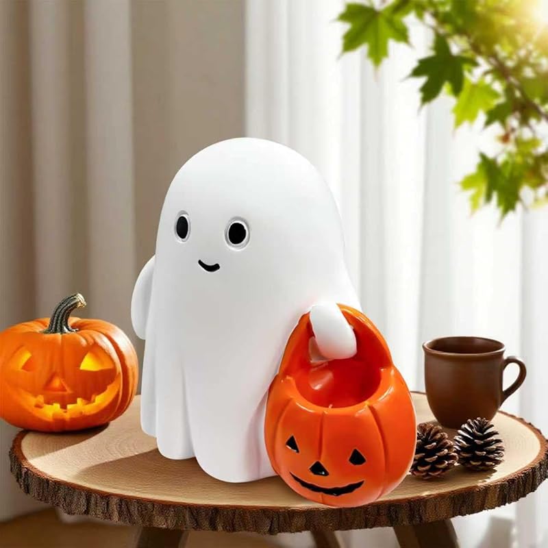 Halloween Decorations Ghost Figurine - 3 in Spooky & Cute Ghost Statue, Halloween Ghost Figurines for Home, Office, Desk Decor, Cute Ghost Decor Home