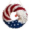 Patriotic Wreath for Front Door Handmade 4th of July Door Hanger Red White Blue American Wooden Hanging Plaque for Wall Porch Memorial Day Decor