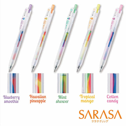 Zebra Gel Kulepenn Sarasa Clip Marble Color 0,5 5 farger JJ75-5C-MB