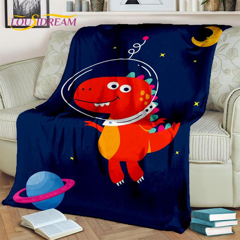 HD Cute Dino Cartoon 3D Dinosaur Space Children Blanket,soft Throw Blanket for Home Bedroom Bed Sofa Picnic Office Cover Blanket