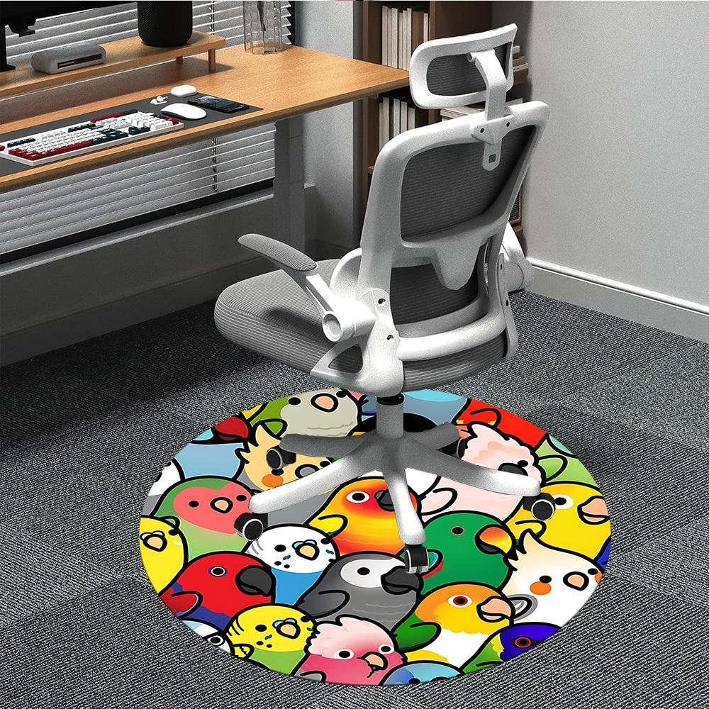 

1PC Parrot Party Pattern Office Round Area Rug, Mat Suitable For Office, Under Office Chairs Bedroom Living Room Home Decor, Room Deco 80cm