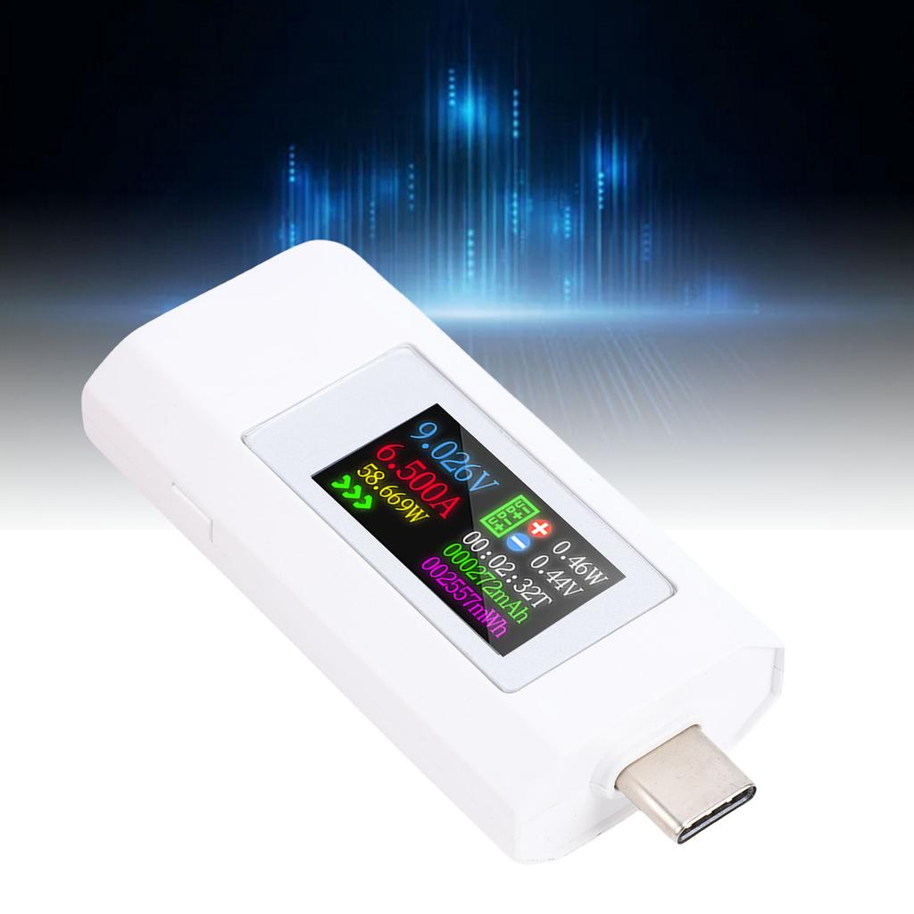 USB C Tester 0-6.5A 0-195W Voltage Current Power Capacity Tester Color Screen Type C Multimeter for 3C Digital Products
