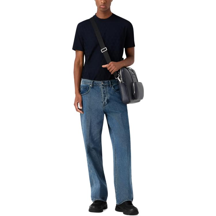 Emporio Armani Solid Color Fitted Crew Neck Short Sleeve T-Shirt Men tops Blue 6R1TDN1-JGYZ1-09N6
