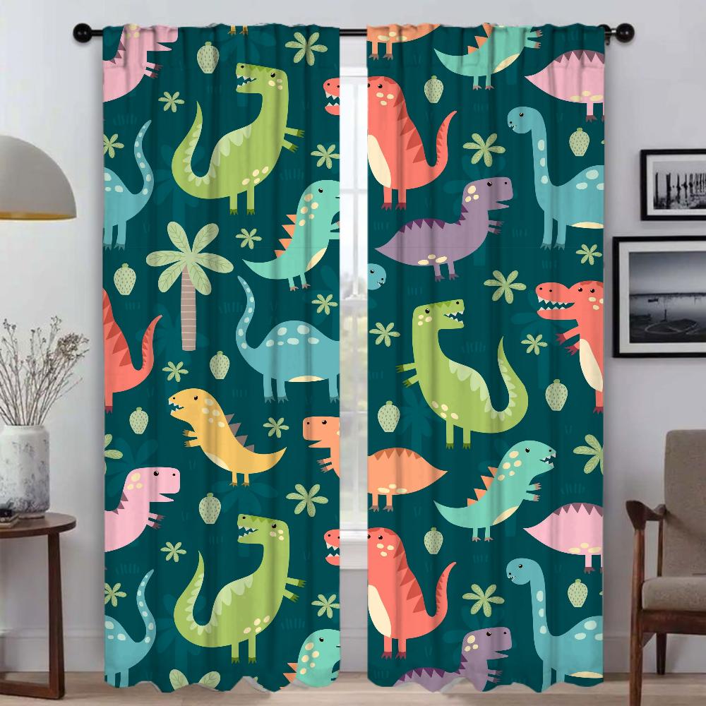 

Dinosaur Tulle for Bedroom Anti-mosquito Curtains for Camera Curtains Child Room Blackout Curtain Halloween Decoration Shades W50xH70cmx2pcs-CL