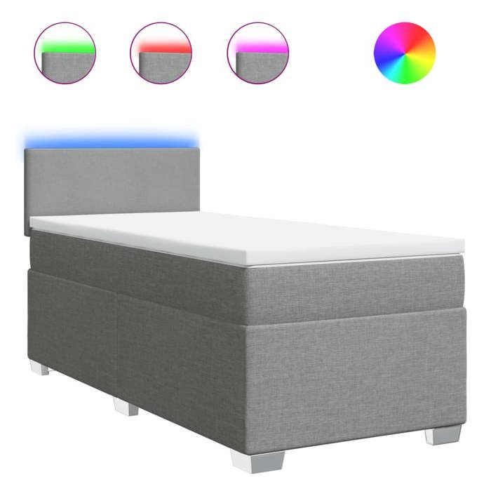VidaXL Slat Bed Base with Mattress Light Grey 100x200cm Fabric, Bed, Platform Bed, Panel Bed, Furniture of 3288092