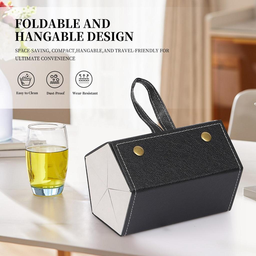 Multi-slot Foldable Sunglass Case, 5 Slots Portable PU Leather Eyewear Organizer, Hanging Travel Glasses Storage Holder Box