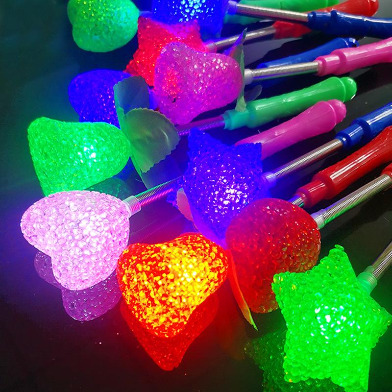 Novelty Funny Children Light-emitting Toy Creative Simulation Rose Stars Love Heart LED Flash Magic Wand Children Party Supplies