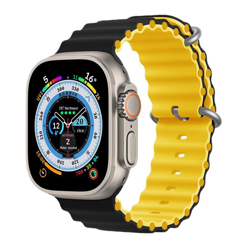 Apple Marine Watch Strap: Two-Color Silicone Band for Apple Watch 8/7/SE/Ultra - Perfect for Sports
