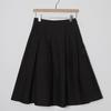 Black Pleated Midi Skirt: Women's A-line Casual Swing for Spring & Autumn - Petite Sizes Available