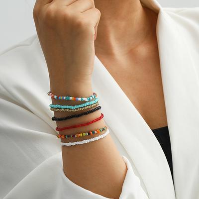 New Retro Bohemian Handmade Multilayer Color Rice Beads Bracelet For Women Personality Woven Rope Bracelet Fashion Jewelry Gift