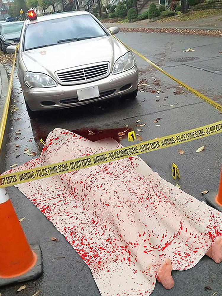 Halloween Dead Victim Props Thick Cloth With Blood Prints Fake Corpse Crime Scene Decoration 59 In Fake Corpse For Haunted House