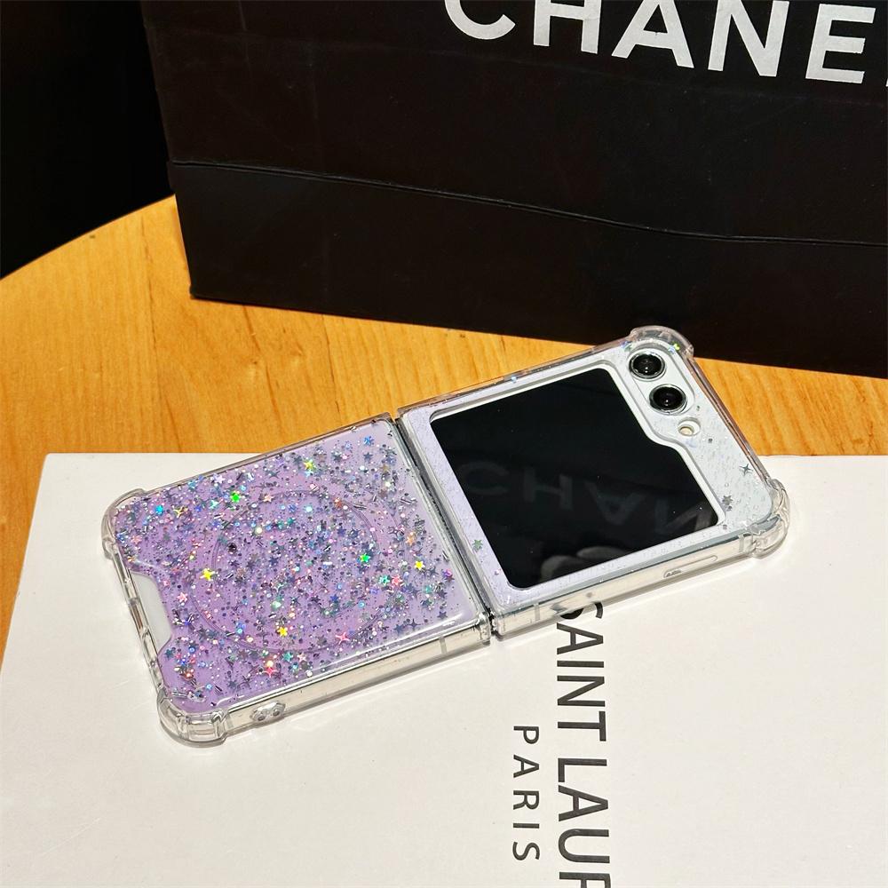 For Magsafe Glitter Gradient Case for Samsung Galaxy Z Flip 6 5 4 3 Magnetic Bling Star Soft Shockproof Cover for Samsung Flip6