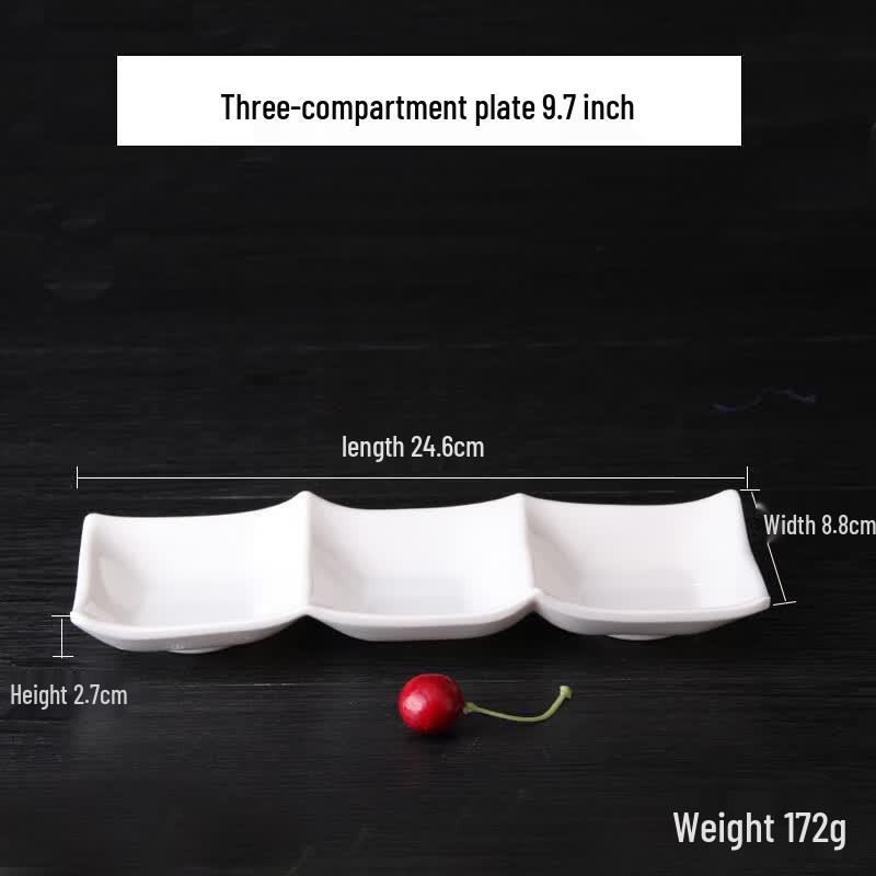 Qianxing A8 White Melamine 3-Compartment Serving Dish Set