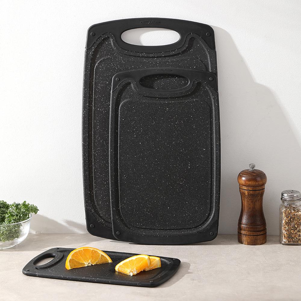 Non-Slip Marble Pattern Plastic Cutting Board Set (3-Piece, Thickened, Hangable)