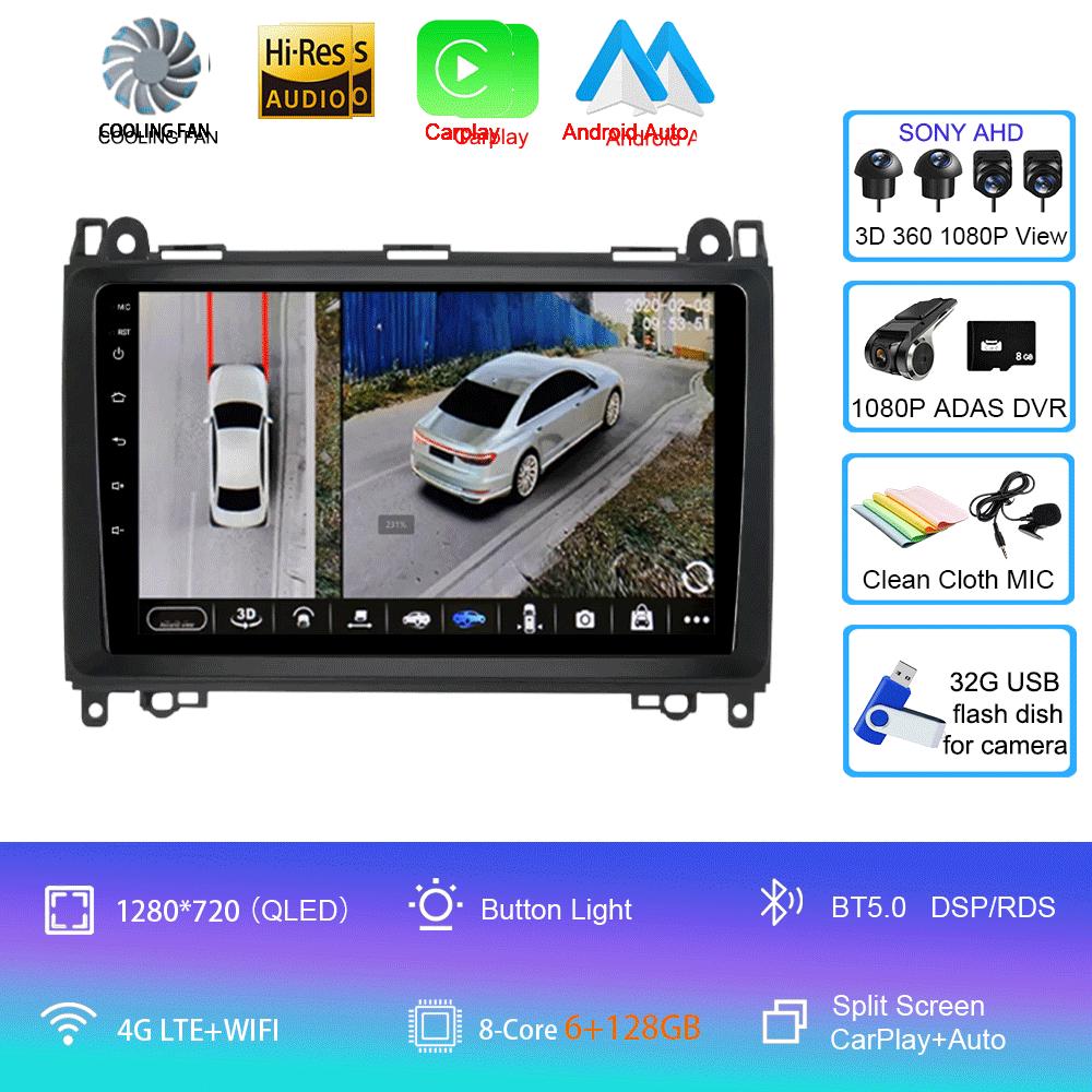 Android 14 Video Player 9'' For Mercedes Benz B200 Sprinter W906 W639 AB Class W169 W245 Viano Vito Car Radio Multimedia GPS DVD