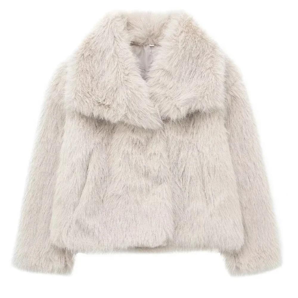 VAYLA Woman Autumn Winter Faux Fur Coat Plush Fluffy Women's Jacket New in Outerwears White Red Gray Black Wool Blends Coats