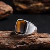 1 Stück Modischer Herren-Tigerauge-Steinring - 316L Edelstahl Klassischer Minimalistischer Business-Stil Ring
