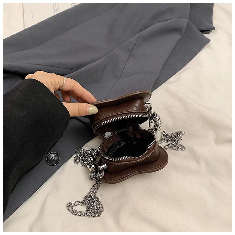 Herzförmige Umhänge-Schultertaschen für Damen Lippenstifttasche PU-Leder Mini-Clutch Münzbörse Herz Nische Messenger Bags