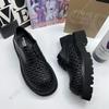 2025 New Derby Shoes Men's Niche High-end Summer Hand-woven Breathable Big Head Leather Shoes Casual Hole Shoes