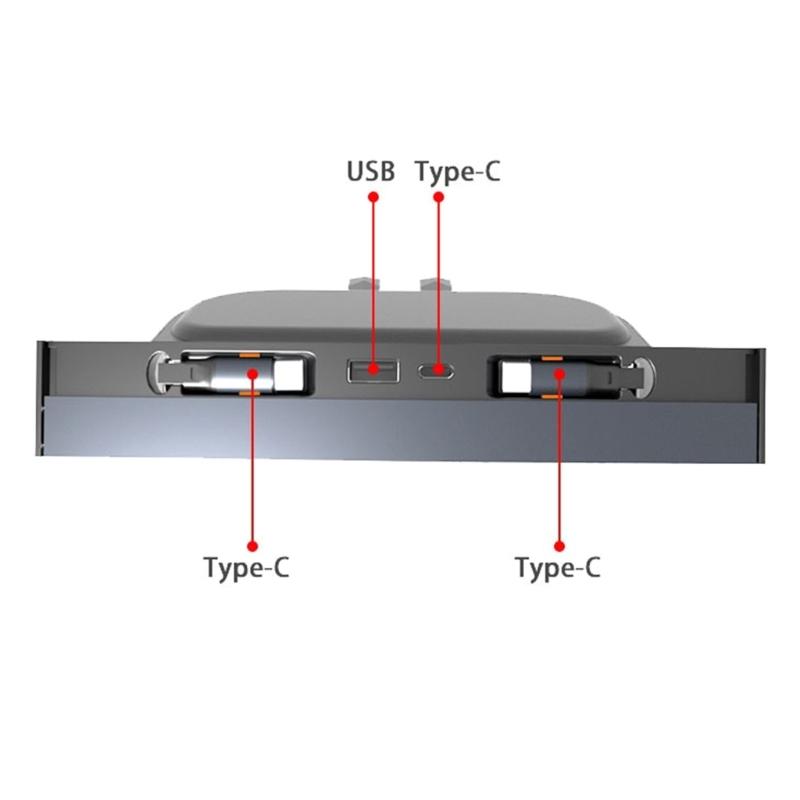 USB Docking Station with Telescopic Rope Suitable for Car Drivers, Center Console Accessory with Fast Charge Capability