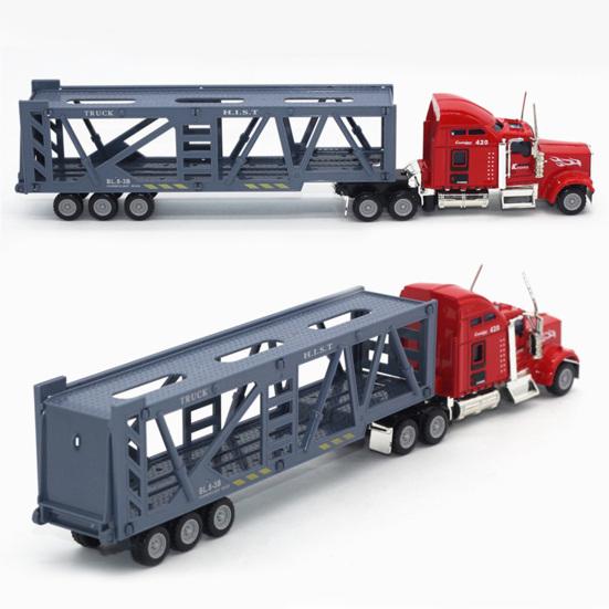 1:65 Alloy Truck Model Realistic Simulated Detailed American Super Long Transport Truck Model for Adults