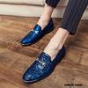 Fashion New Men Dress Leather Shoes For Male Luxury British Gold Blue National Pattern Oxfords Classic Gentleman Wedding Prom Footwear