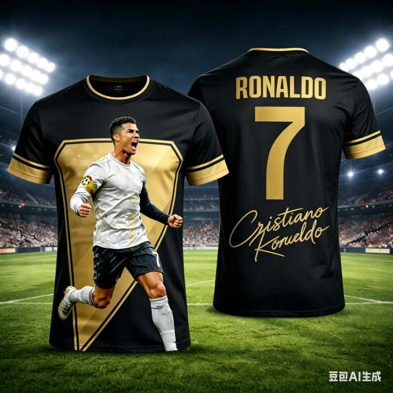 Erkek Yazlık 3D Ronaldo Baskılı Futbol Spor Tişörtü, Nefes Alabilen ve Hızlı Kuruyan Malzeme Tasarımı, Taraftarlar İçin Mükemmel Yaz Hediyesi