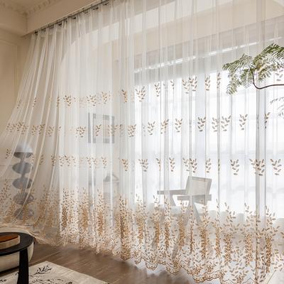 Elegantní evropské závěsy - Romantická květinová výšivka Poloprůhledný polyester Ideální do obývacího pokoje a ložnice