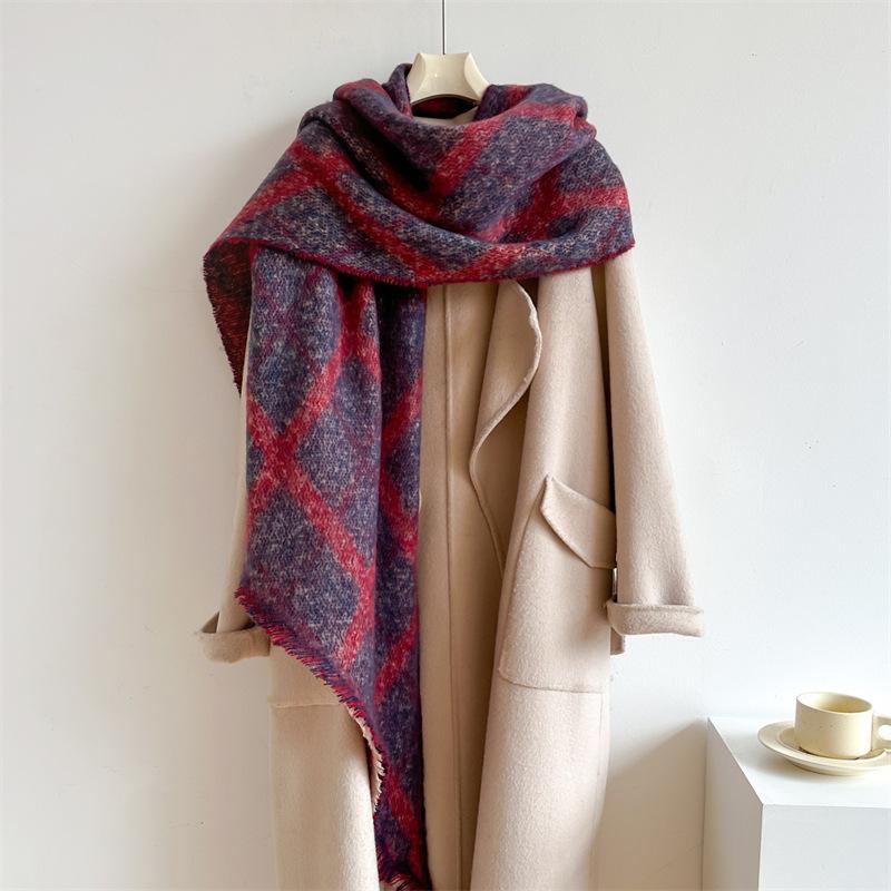 

Men Women Autumn Winter Plaid Long Scarf Fashion Warm Thick Scarves Female Korean Vintage Shawl Bufandas Designer Scarf Hijab 250x42cm