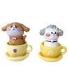 Shin-chan Cute Pet Tea Cup Ornament: Cartoon Cat & Dog Resin Figurines