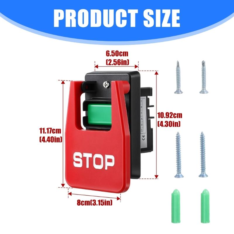 Practical Safety Switches with Large Stop Sign Paddles for Woodworking Equipment and Table 120V Single Phase