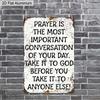 2D Flat 1pc Inspirational Prayer Quote Aluminum Decoration Plaque, "Prayer Is The Most Important Conversation" Religious Lettering Sign, Home Decor