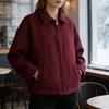 Giacca da donna in lana con zip manica lunga revers corta cappotto a pois capospalla casual autunno primavera con tasche