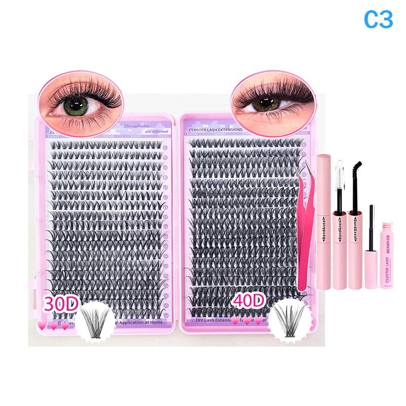 Lashes Cluster Diy Lash Extension Mixed Tray Clusters Eyelashes Fluffy Individual Lashes With Lash Bond And Seal And Tweezers