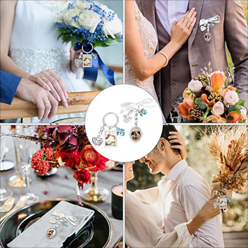 Wedding Bouquet Photo Charm Stylish Bouquet Pendant with Oval Glass Cabochons Heart Rectangle Pendant for Bridal Shower