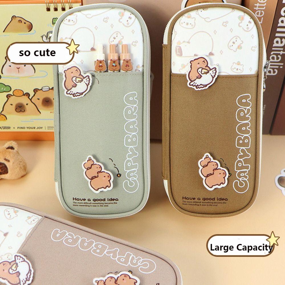 Durable Capybara Stationery Bag Large Capacity Cartoon Pencil Pouch ins Capybara Pen Bag  Students